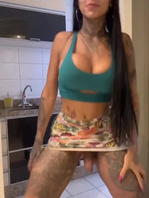#Big Tits #Shemale #Tattoo #Kitchen #Long Hair #Solo #T Girl #Kitchen Setting #Looking At Camera #Floral Skirt #Tattooed Body