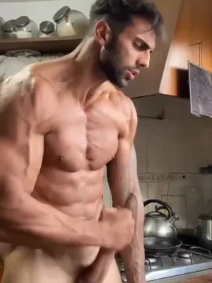 #Cumshot #Muscular #Kitchen #Solo #Gay #Jerking Off #Vertical Porn #Handsome #Self Cum Eating #Protein Shake
