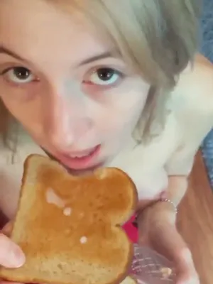 #Amateurs #Blonde #Cum #POV #Food #Cum Eating #Vertical Porn #Toast