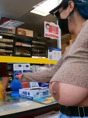 #Public #Public Flashing #Nipple Piercing #Face Mask #No Bra #Under Boob #Big Natural Tits #Vertical Porn
