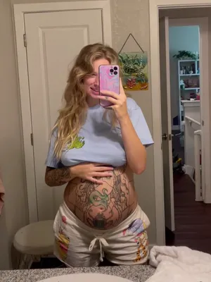 #Tattoo #Blonde #Beautiful #Pregnant #Vertical Porn #Pregnant Belly #Leaks