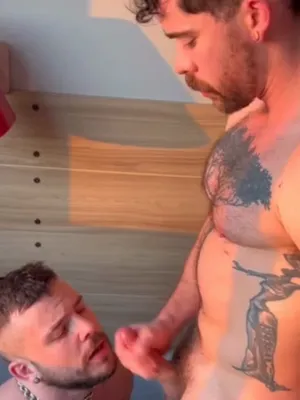 #Blowjob #Tattoo #Cumshot #Facial #Swallow #Gay #Bearded #Jerking Off #Vertical Porn #Mouth Cumshot