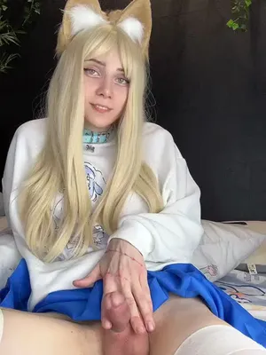 #Náctileté #Transexuálové #Blondýnky #Sólo #Nadkolenky #Anime Cosplay #Kočičí Uši #Vertikální Porno #TS Sonya Cosplay