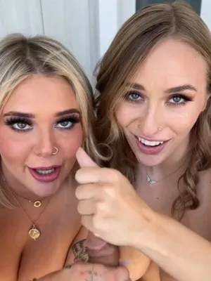 #Big Tits #Blowjob #Blonde #Threesome #Licking #Titty Fuck #Fucking #Vertical Porn