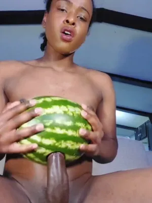 #Shemale #Ass #Cumshot #Ebony #Solo #Jerking Off #Black Cock #Watermelon #Food Fetish #Fruit Fuck #Fruit Fetish #No Tits