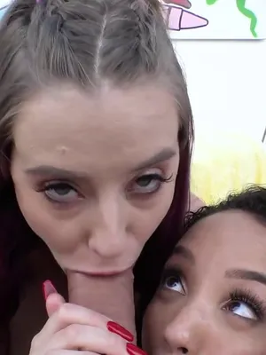 #Blowjob #Brunette #Deepthroat #Threesome #Balls #Vertical Porn