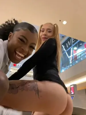 Caught us, didn’t you? Two spicy Latinas, shaking our ebony booty’s in the mall as part a viral TikTok porn challenge. 😉