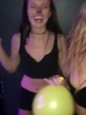 Caught us young chicks swinging our balloons at this wild party. Time for some naughty amateur games!