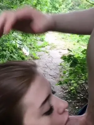 #Brunette #Forest #Suck #Cute Girl