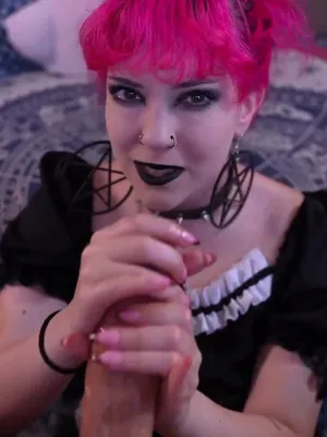 #Blowjob #Gothic #Handjob #Facial #Big Cock #POV #Pink Hair #Vertical Porn #Collar #Nose Piercing
