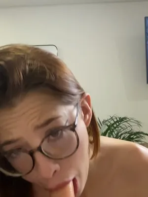 #Brunette #Glasses #Solo #Dildo Blowjob #Sexy #Dildo Play #Chloe Ferreira #Selfie Style #Dildo Tease