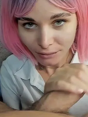 #Teen #Blowjob #Facial #Big Cock #Pink Hair #Pov Blowjob #Vertical Porn