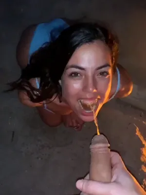 Latina drinking piss directly from the source