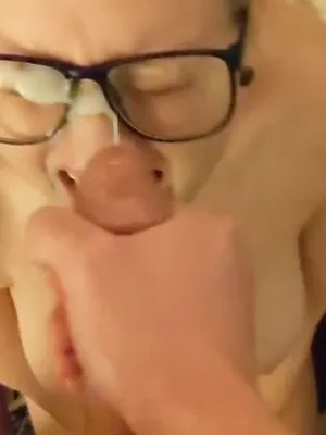 Hot teen, glasses adorning, feasts on a meaty cock– relishes every last drop of cum.