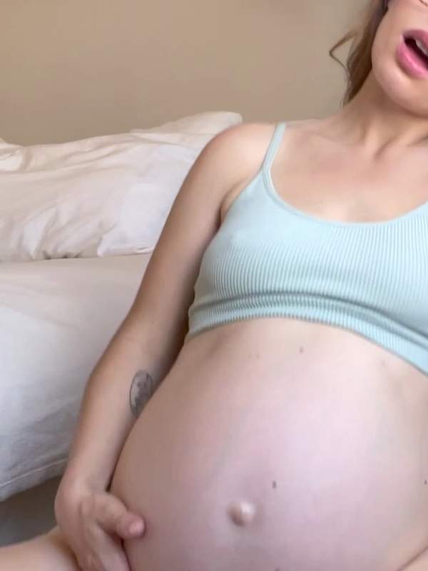 Pregnant Rose Strips Naked On The Exercise Ball And Starts Teasing Her Hairy Pussy With The