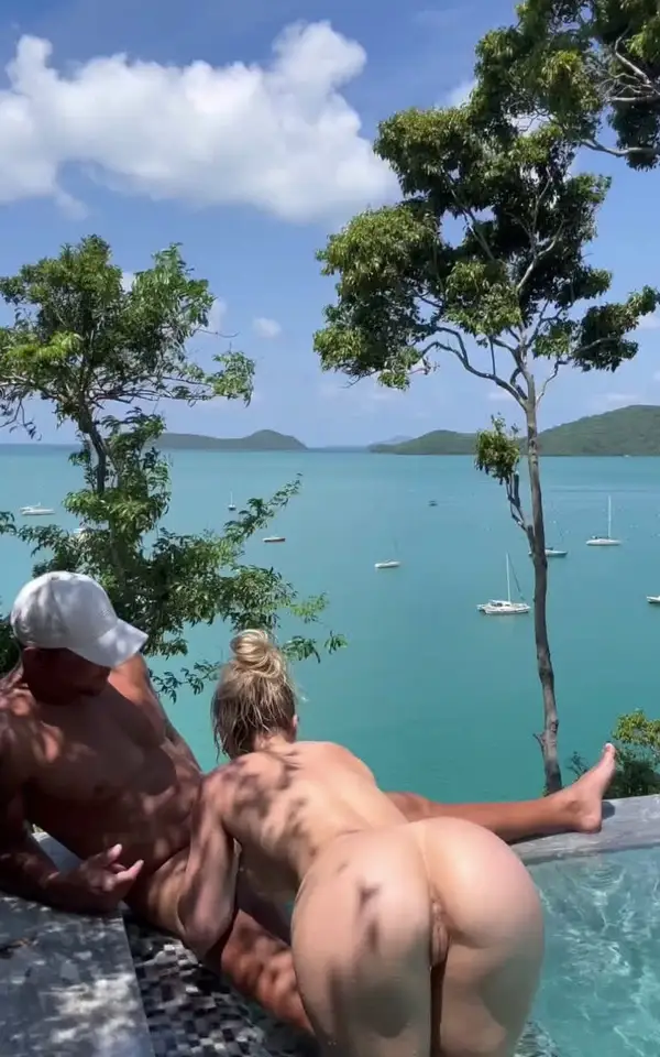 Poolside tropical sex with a stunning blonde @shemale lover s  