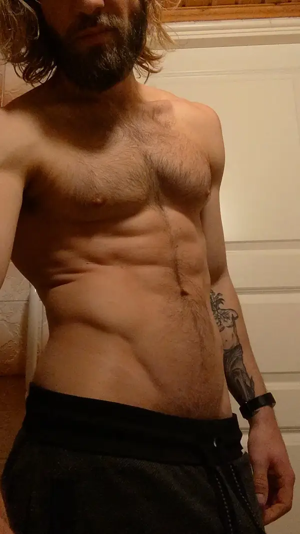 This hairy hunk caught flexing and teasing in the bathroom Can t  